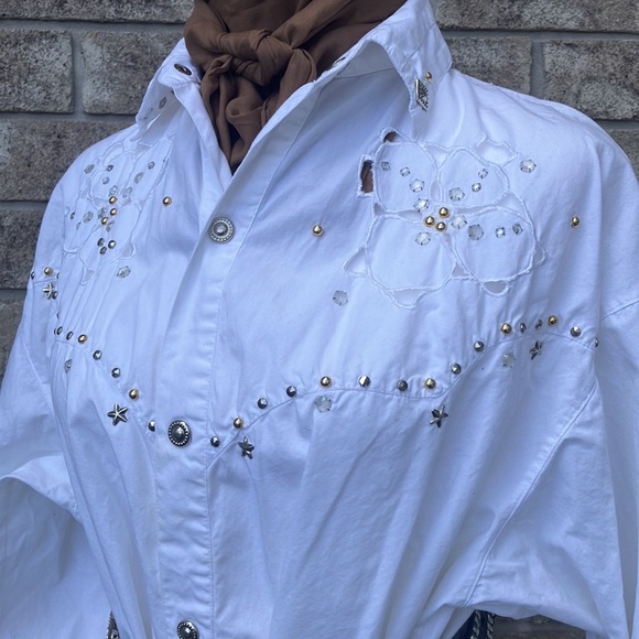 Vintage Beaded Western Metallic Star Snap Shirt - Picture 3 of 15